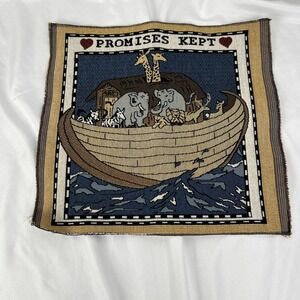 Noah's Ark Tapestry Wall Hanging Promises Kept Vintage Textile Art Vibrant